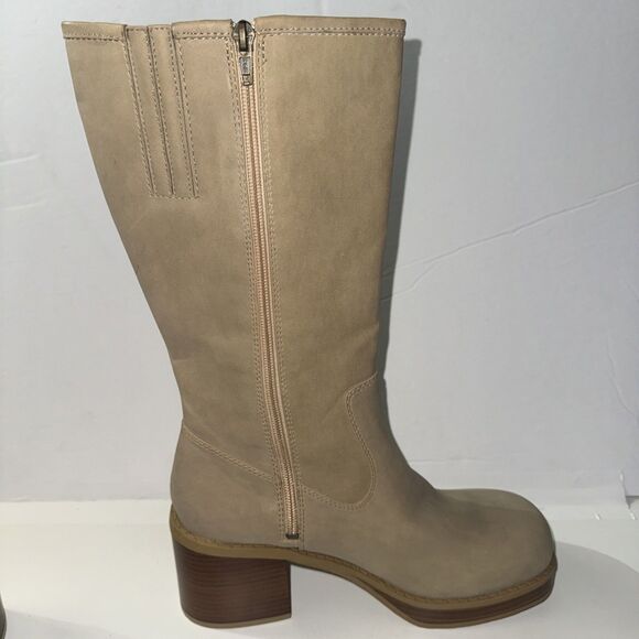 Skechers Boots Tan Beige Platform Size 10 Medium Mid Calf Platform Square Toe - Picture 4 of 11